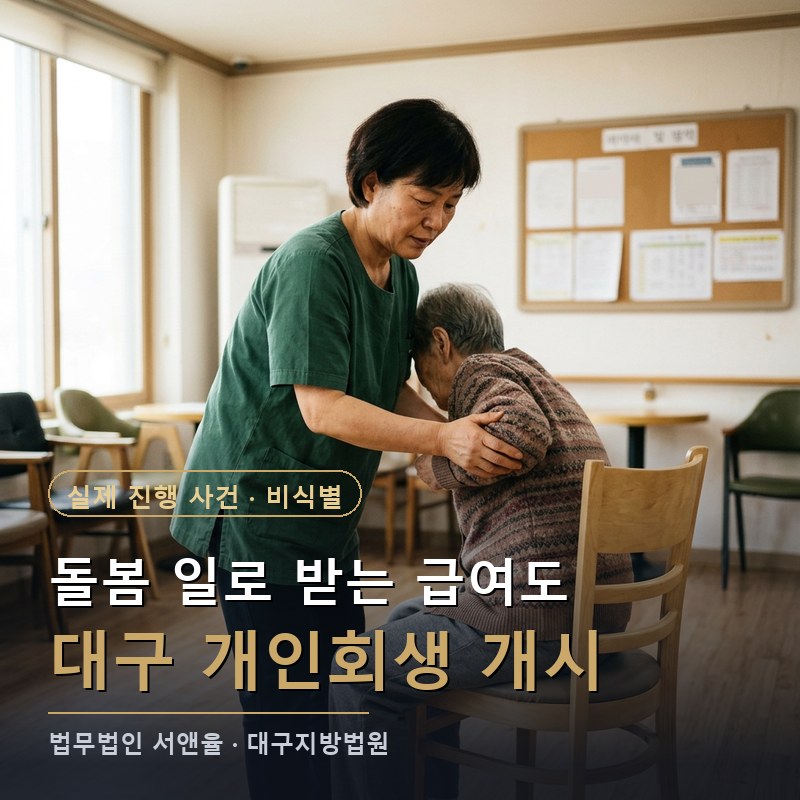 개인회생 개시결정, 돌봄 일로 받는 급여도 소득이 되나|대구 50대 요양보호사 사례 — 이해를 돕기 위한 연출 이미지