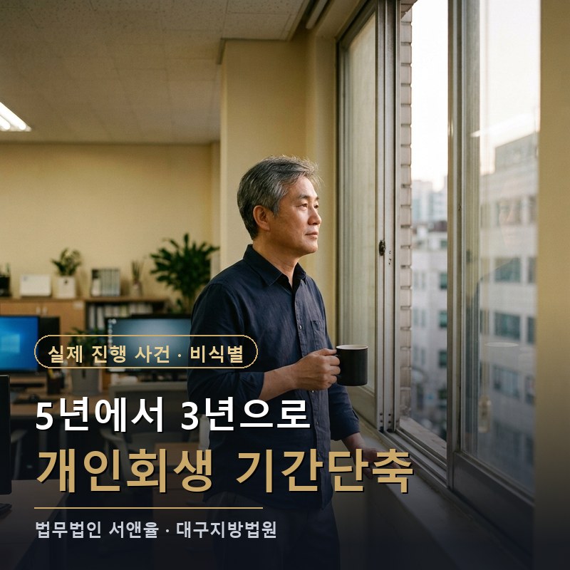 개인회생 변제기간 3년, 50대도 정년 전에 끝낼 수 있을까|대구 개시 사례 — 이해를 돕기 위한 연출 이미지