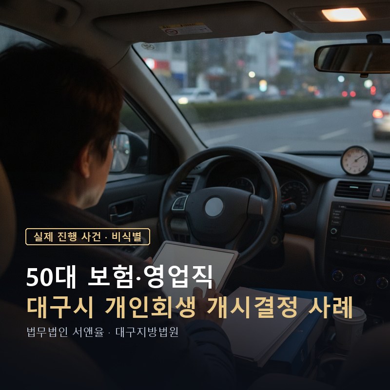 개인회생 수임료, 채무가 1억이 넘으면 더 비싼가｜대구 50대 영업직 개시결정 사례 — 이해를 돕기 위한 연출 이미지